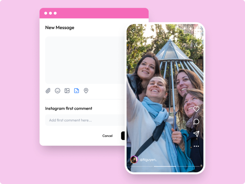 Instagram interface card preview